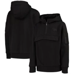 Derby County Tonal 1/4 Zip Hoodie - Black - Kids