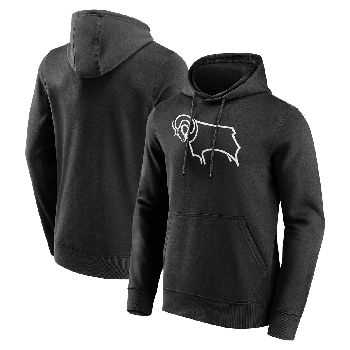 Derby County Essentials Primary Logo Hoodie - Black - Mens 4 Derby County Essentials Primary Logo Hoodie - Black - Mens - Image 2