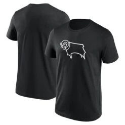 Derby County Essentials Primary Logo T-Shirt - Black - Mens