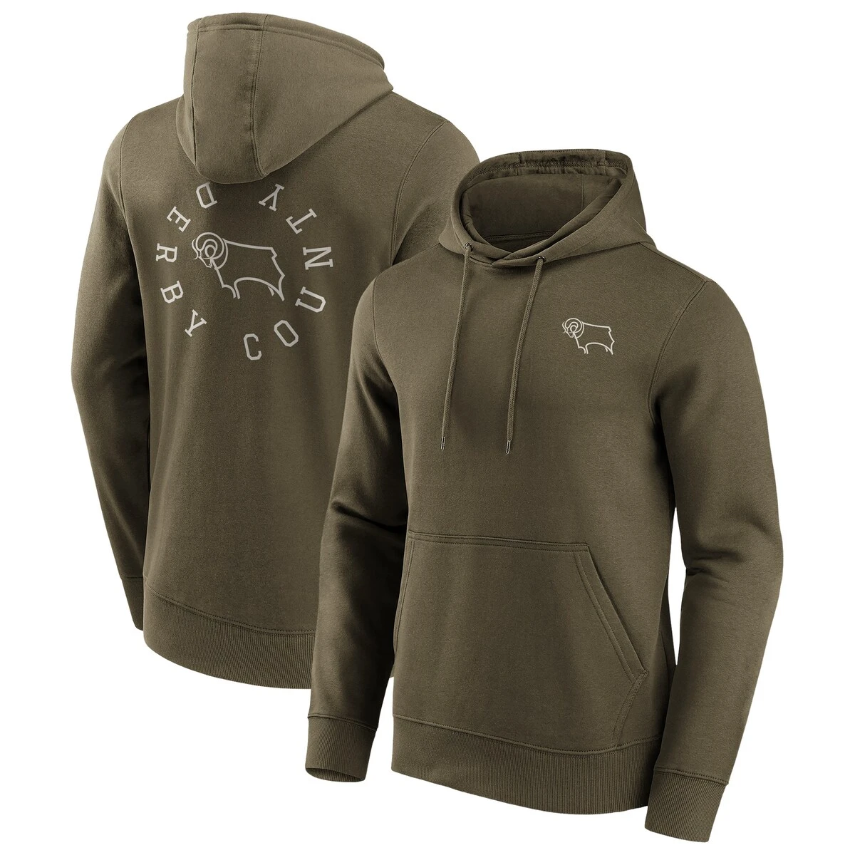 Derby County Loop Graphic Hoodie - Khaki - Mens 5 Derby County Loop Graphic Hoodie - Khaki - Mens - Image 3