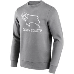 Derby County Mono Logo Graphic Crew Sweatshirt - Grey - Mens