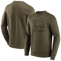 Derby County Mono Logo Graphic Crew Sweatshirt - Khaki - Mens