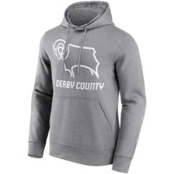 Derby County Mono Logo Graphic Hoodie - Grey - Mens
