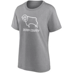 Derby County Mono Logo Graphic T-shirt - Grey - Womens