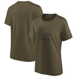 Derby County Mono Logo Graphic T-shirt - Khaki - Womens