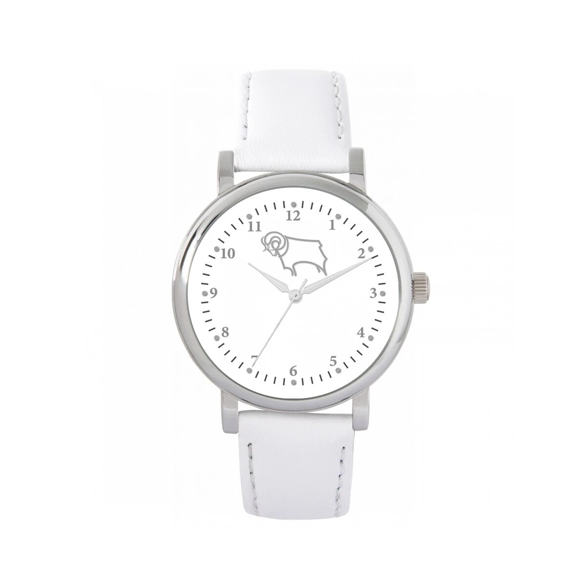 Derby County Silver Case - White Leather Strap Watch - Women's 4 Derby County Silver Case - White Leather Strap Watch - Women's - Image 3