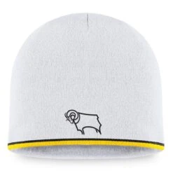 Derby County Skull Uncuffed Beanie - White - Adults