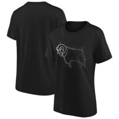 Derby County Splatter Graphic T-Shirt - Black - Womens