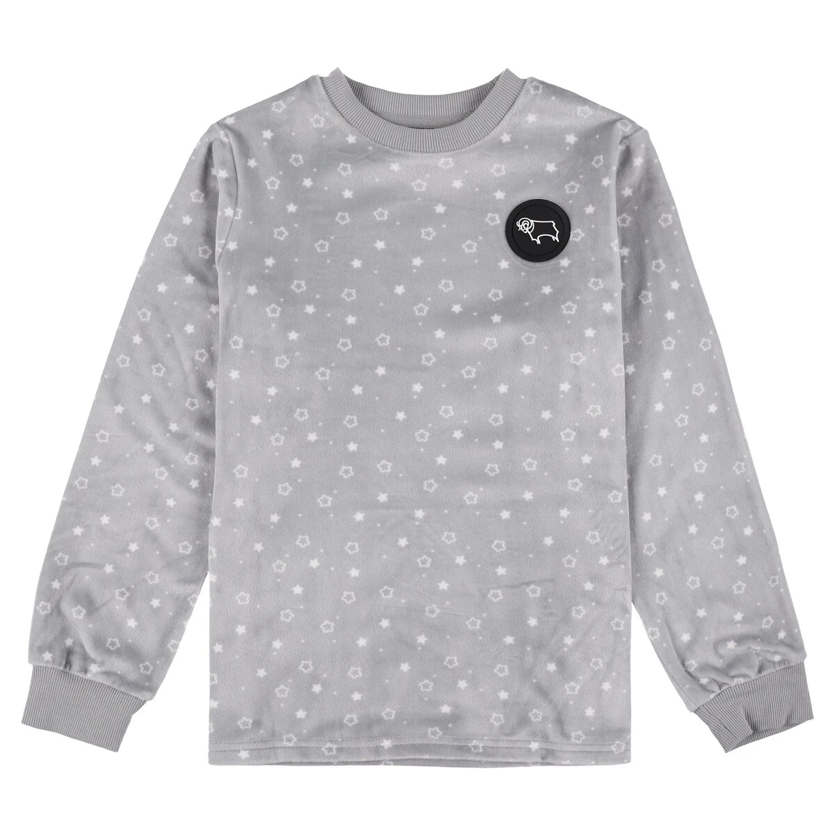 Derby County Star Print Fleece Pyjamas - Grey - Girls 3 Derby County Star Print Fleece Pyjamas - Grey - Girls - Image 2