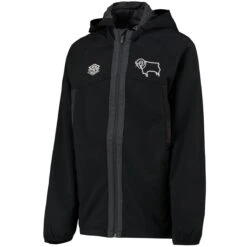 Derby County Training Shower Jacket - Black - Kids -Striker Style Store derby county training shower jacket black kids ss4 p 13308267pv 2u 14u3haw6o4wzcccuncbkv ae01712107c54dcfb541a8bdab47de0a