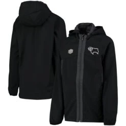 Derby County Training Shower Jacket - Black - Kids