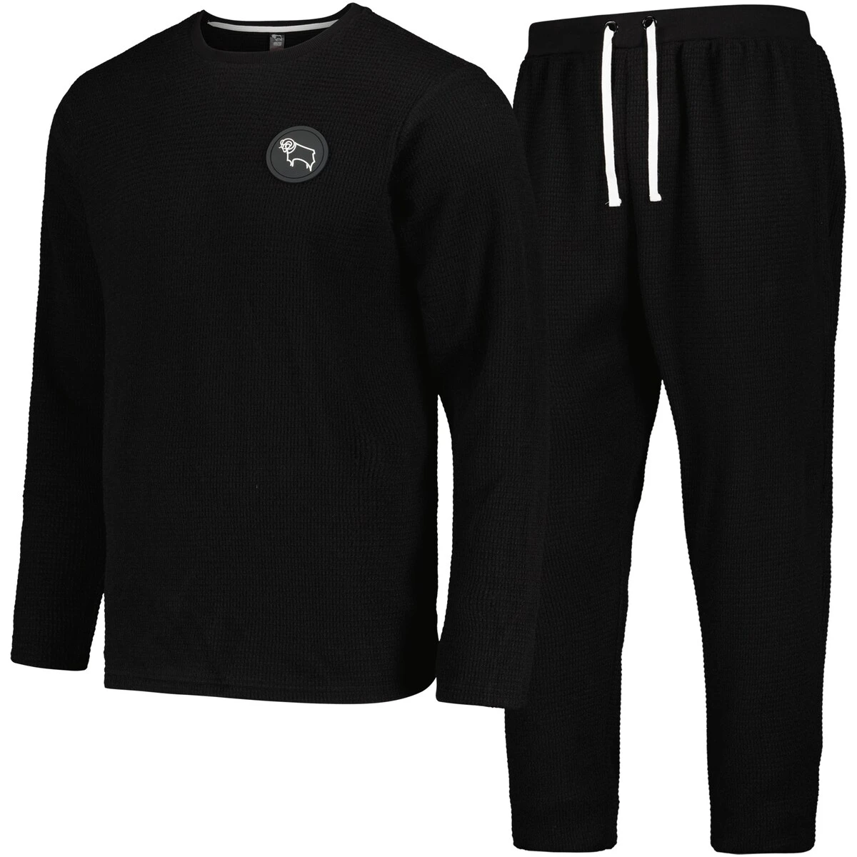Derby County Waffle Long Pyjamas - Black - Mens 5 Derby County Waffle Long Pyjamas - Black - Mens - Image 3